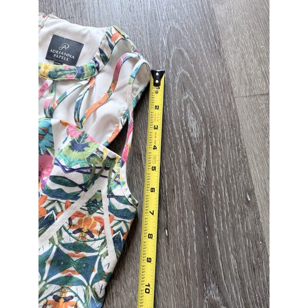 Adrianna Papell Blue Pink Caged Yoke Floral Kaleidoscope Print Sheath Dress 10 - Picture 7 of 12